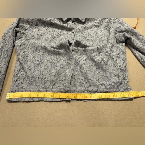 Hinge Gray Lace Jean Jacket Style with Crystal Buttons - Picture 10 of 16